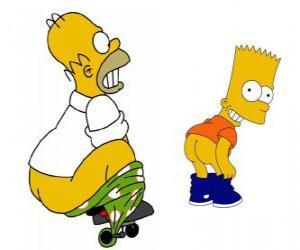 Puzle V Homer je závislý na kolo kalhoty a imituje Bart výuku na zadní