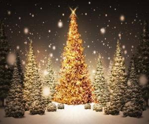 Puzle Velké zlaté vánoční strom