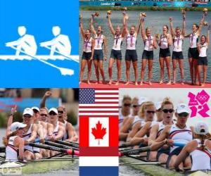 Puzle Veslařský žen coxed osm pódium, Spojené státy, Kanada a Nizozemsko - London 2012 -