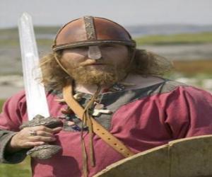 Puzle Viking vyzbrojen mečem a štítem