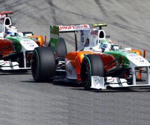 Puzle Vitantonio Liuzzi a Adrian Sutil - Force India - Monza 2010