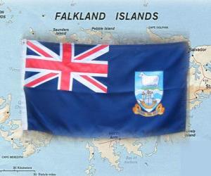Puzle Vlajka Falklandy též Malvíny, Britské zámořské území na jihu Atlantský oceán