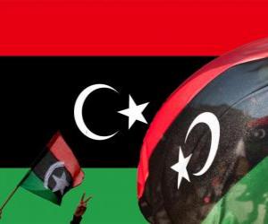 Puzle Vlajka Libye. Díky vítězství povstání roku 2011 byla obnovena vlajky z roku 1951