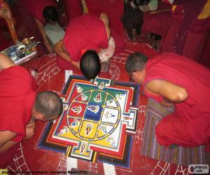Puzle Vytváření mandaly mnichy