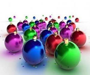 Puzle Vánoční barevné koule