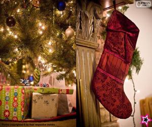 Puzle Vánoční ponožka visel