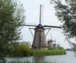Puzle Větrné mlýny Kinderdijk, Nizozemsko