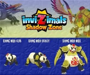 Puzle Xiong Mao Cub, Xiong Mao Scout, Xiong Mao Max. Invizimals Shadow Zone. Tato obří tvor je první strážce hrobky Dračího císaře