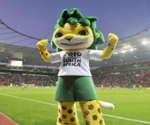 Puzle Zakumi maskotem Mistrovství světa 2010, krásné a přátelské leopard se zelenou vlasy