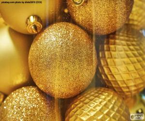 Puzle Zlaté kuličky na Vánoce