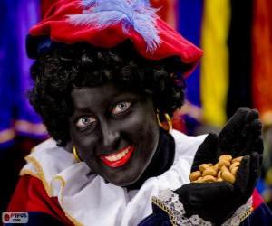 Puzle Zwarte Piet, černá Petr, asistent svatého Mikuláše v Nizozemsku a v Belgii