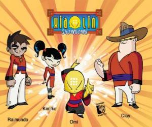 Puzle Čtyři bojovníci Xiaolin: Raimundo, Kimiko, Omi a Clay