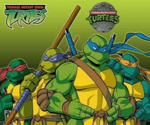 Puzle Čtyři Ninja Turtles: Leonardo, Michelangelo, Donatello a Raphael. Želvy Ninja, TMNT