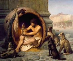 Puzle Řecký filozof Díogenés ze Sinope, v jeho barel, na ulicích Atén