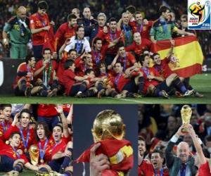 Puzle Španělsko, šampion z Mistrovství světa ve fotbale 2010 Jižní Afrika