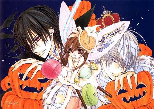 Vampire Knight Halloween!Na obrázku jsou Yuki,Kaname a Zero puzzle